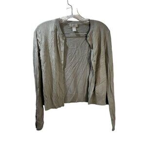 Womens‎ Gray Cropped Wool-Blend Cardigan Small